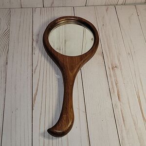 Vintage Wood Hand Mirror